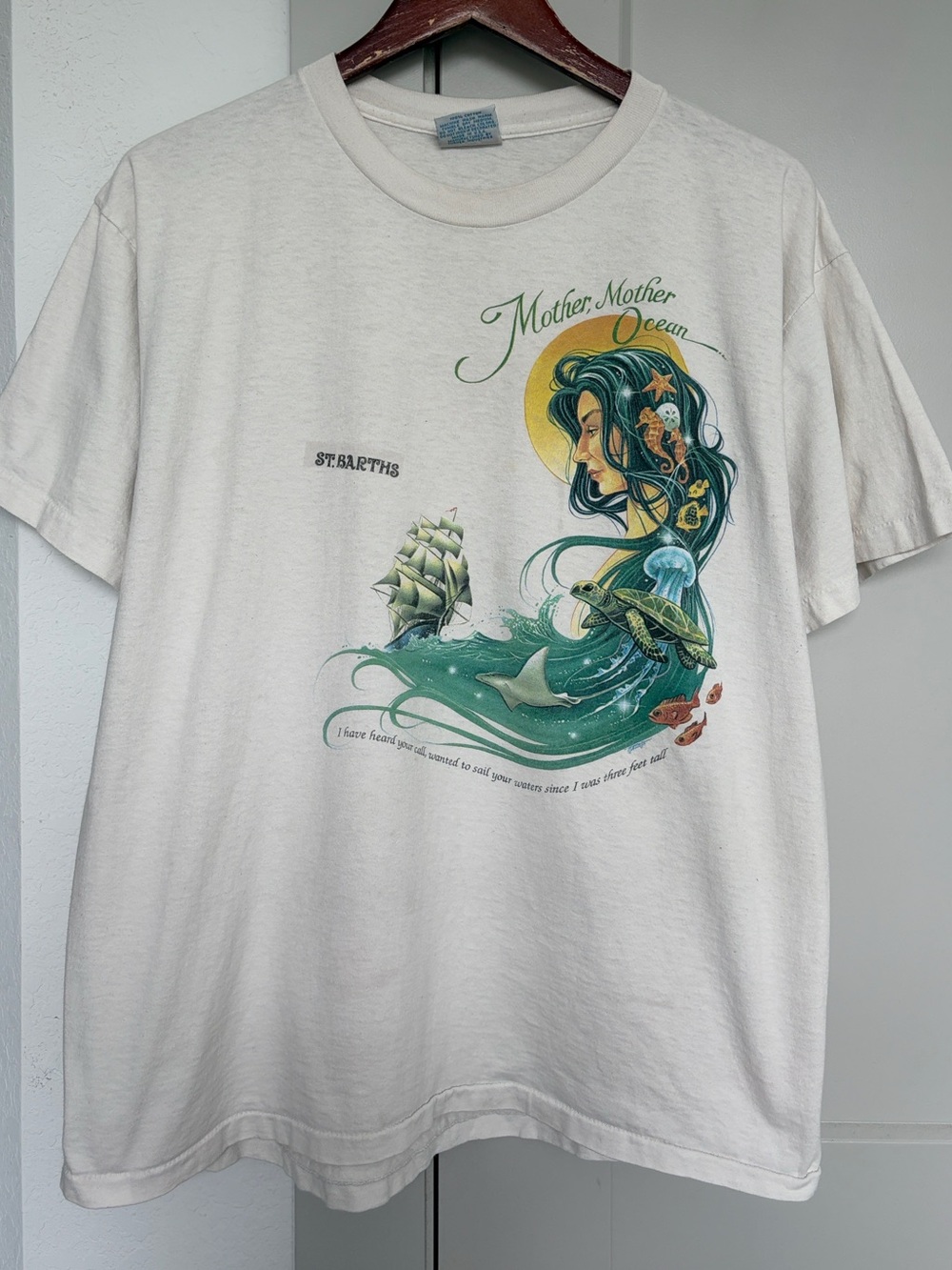 VINTAGE 1993 CARIBBEAN SOUL ST BARTHS A PIRATE LOOKS AT FORTY SINGLE TSHIRT XL
